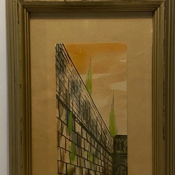 Vintage “The Wall Jerusalem “ Watercolour Painting Framed And Signed 15”-8” Rare